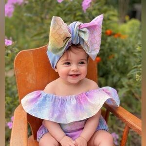 Mermaid Scale Romper Set 🌈 | Handmade Baby Outfit romper first birthday